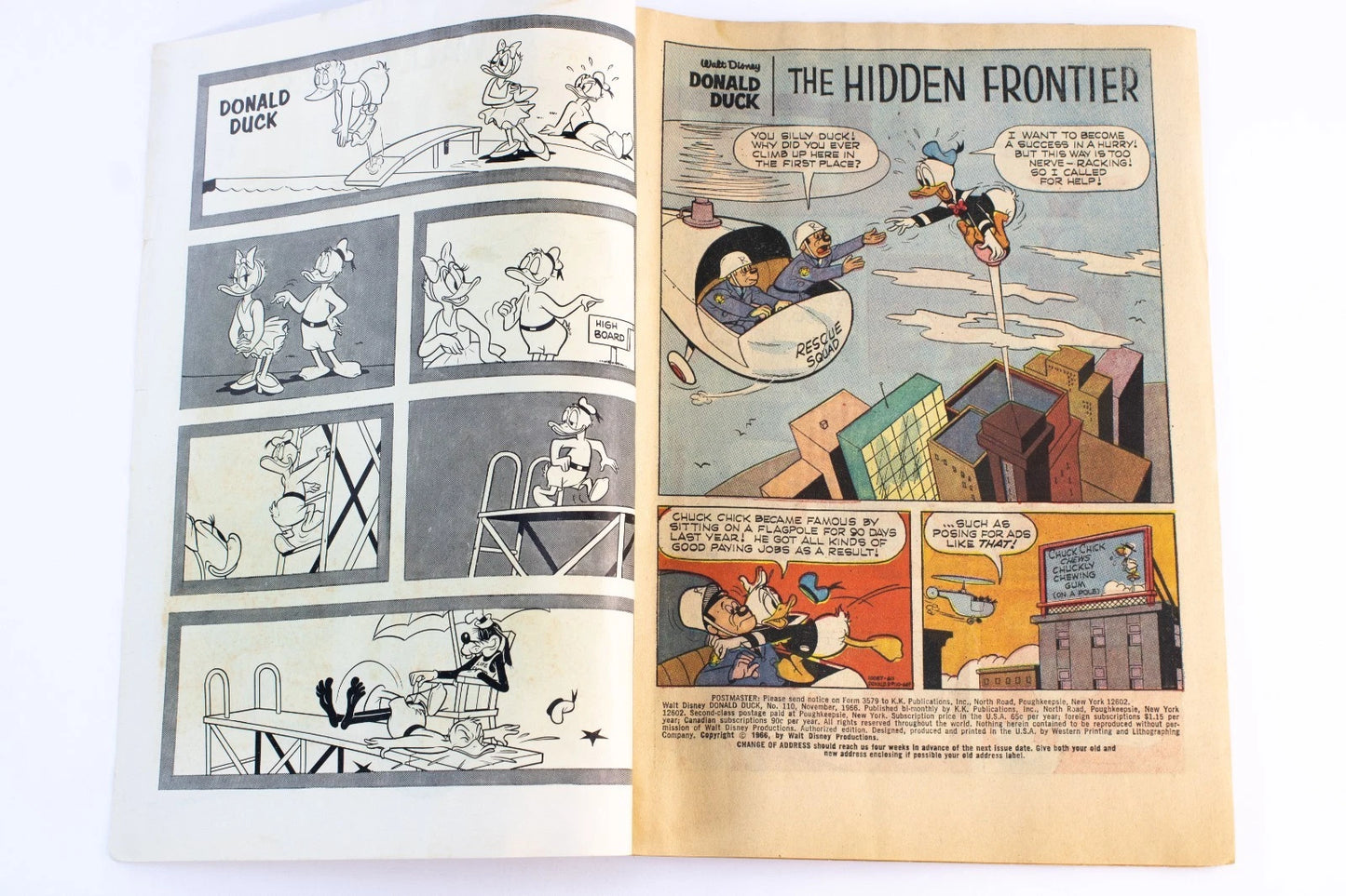 1966 Gold Key Donald Duck Comic #110 β The Hidden Frontier β Vintage Disney