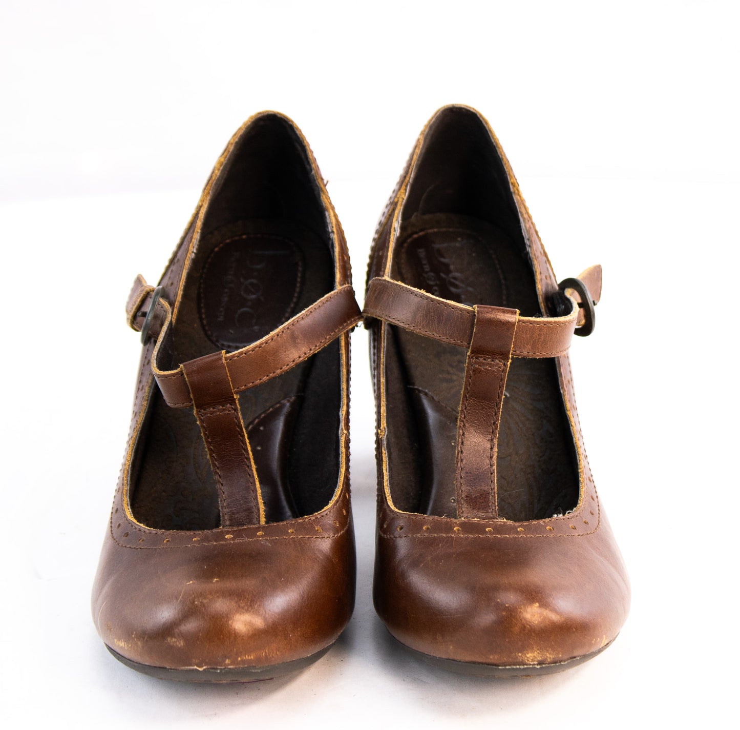 b.ø.c. Brown Leather Mary Jane Heels | Women’s Size 6.5 | Classic Comfort Style