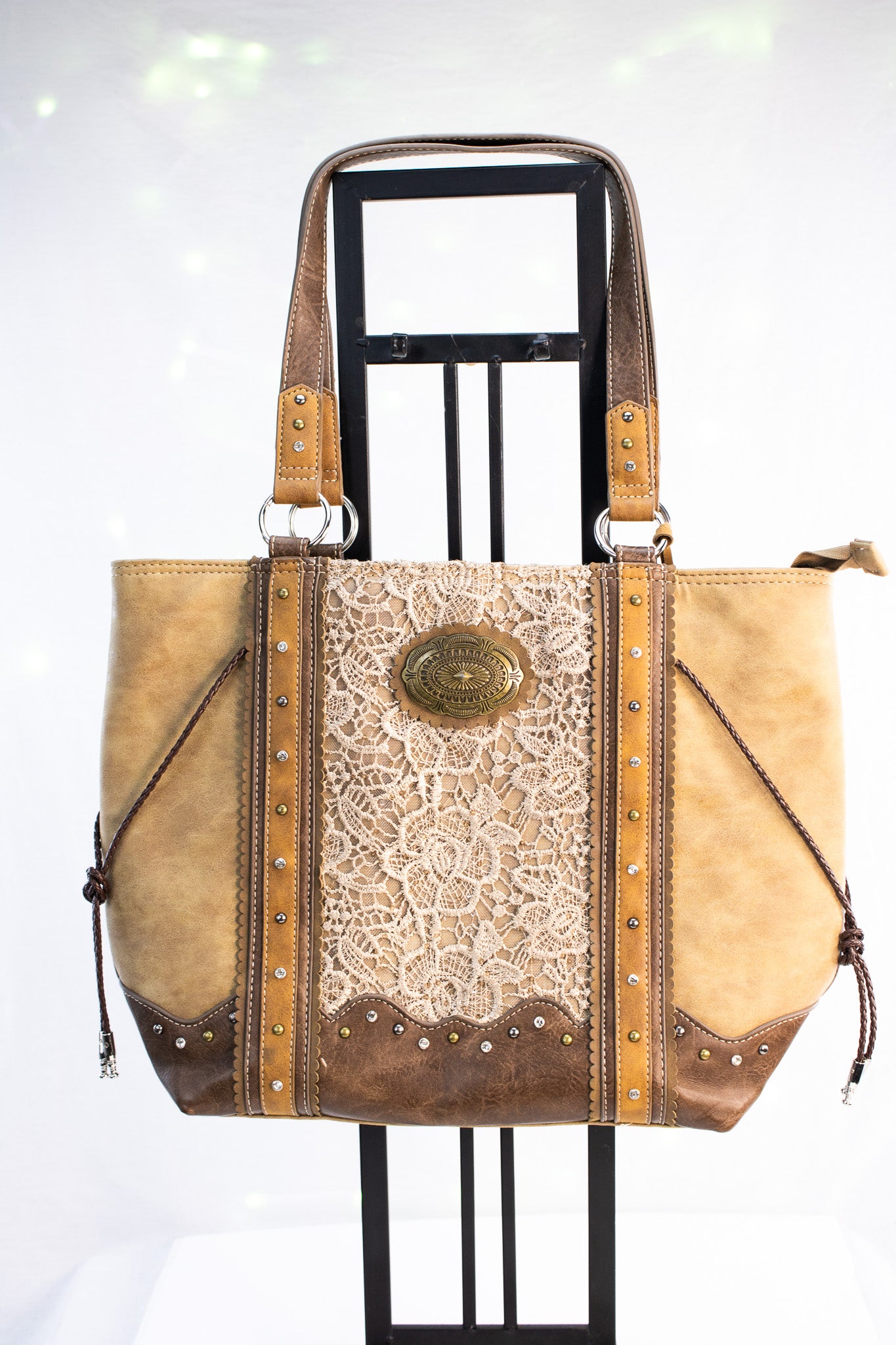 Trinity Ranch Cowhide Concealed Carry Tote | Western Studded Leather Handbag