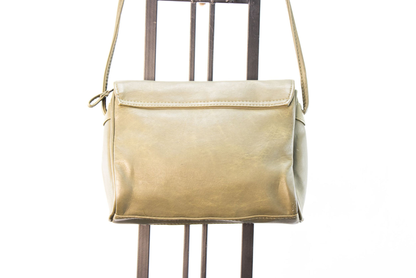 Vintage Samé Olive Green Crossbody Purse Structured Vinyl