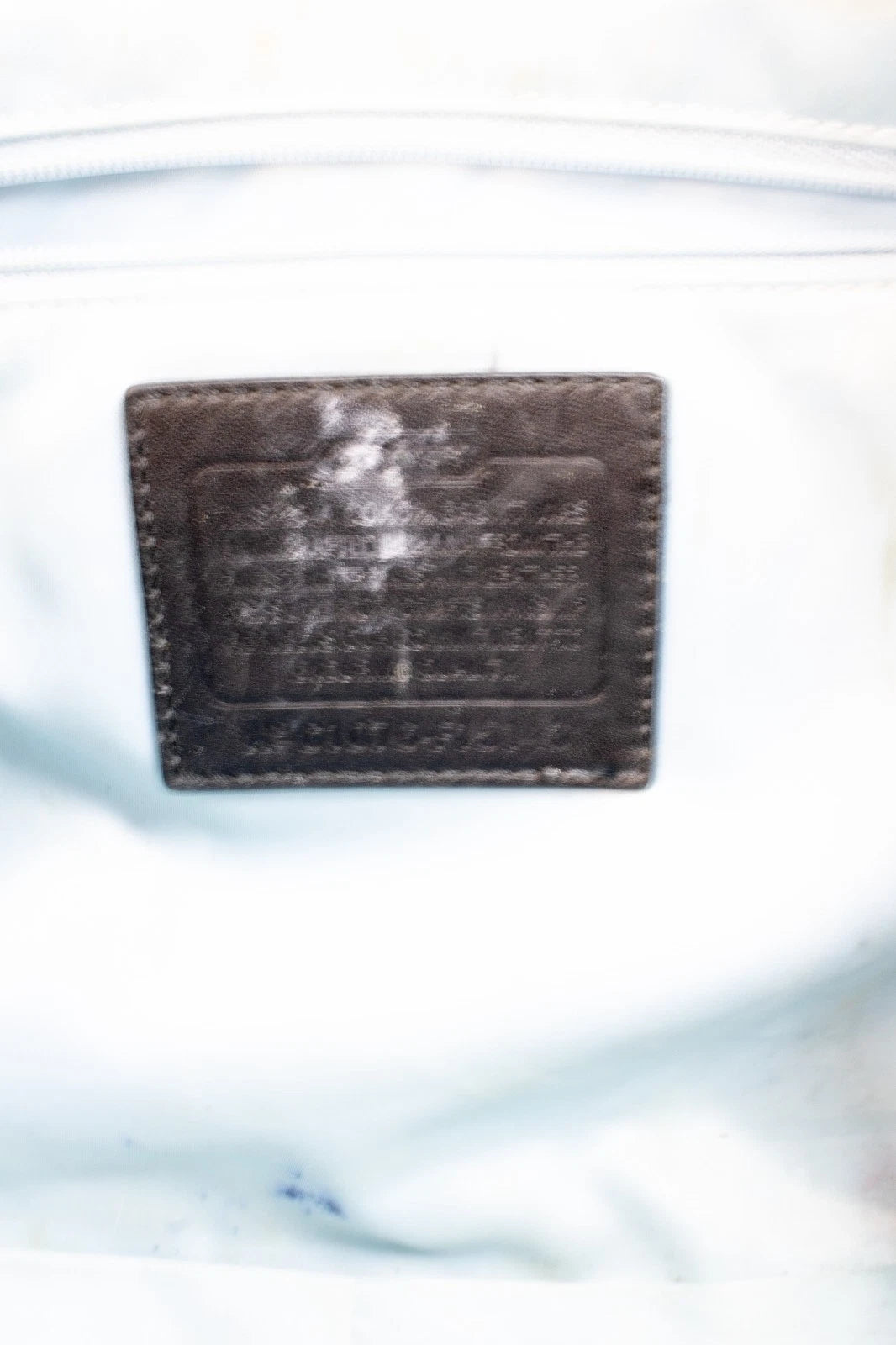 Coach F15141 Signature Stripe Tote – Black Patent Trim, Blue Lining