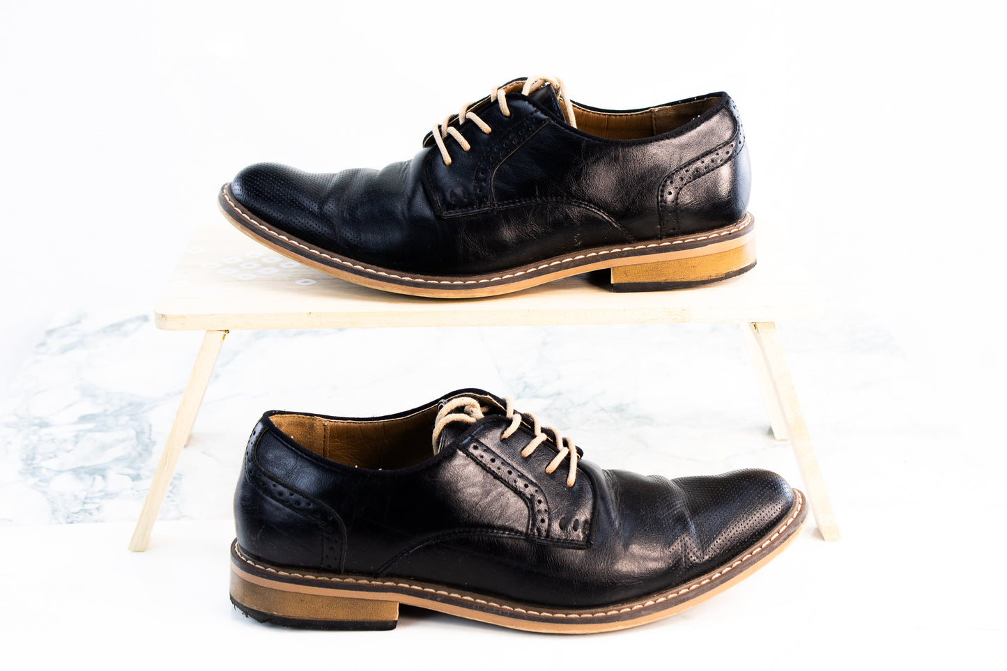 Madden Black Leather Oxford Dress Shoes Mens 8.5 Cap Toe Lace Up