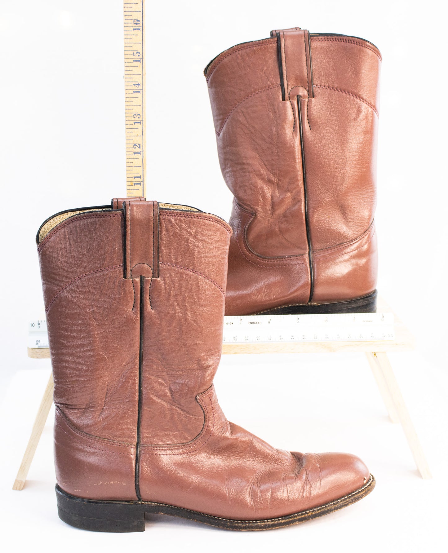 Vintage Justin Western Boots – Chestnut Brown Leather – Women’s 8.5