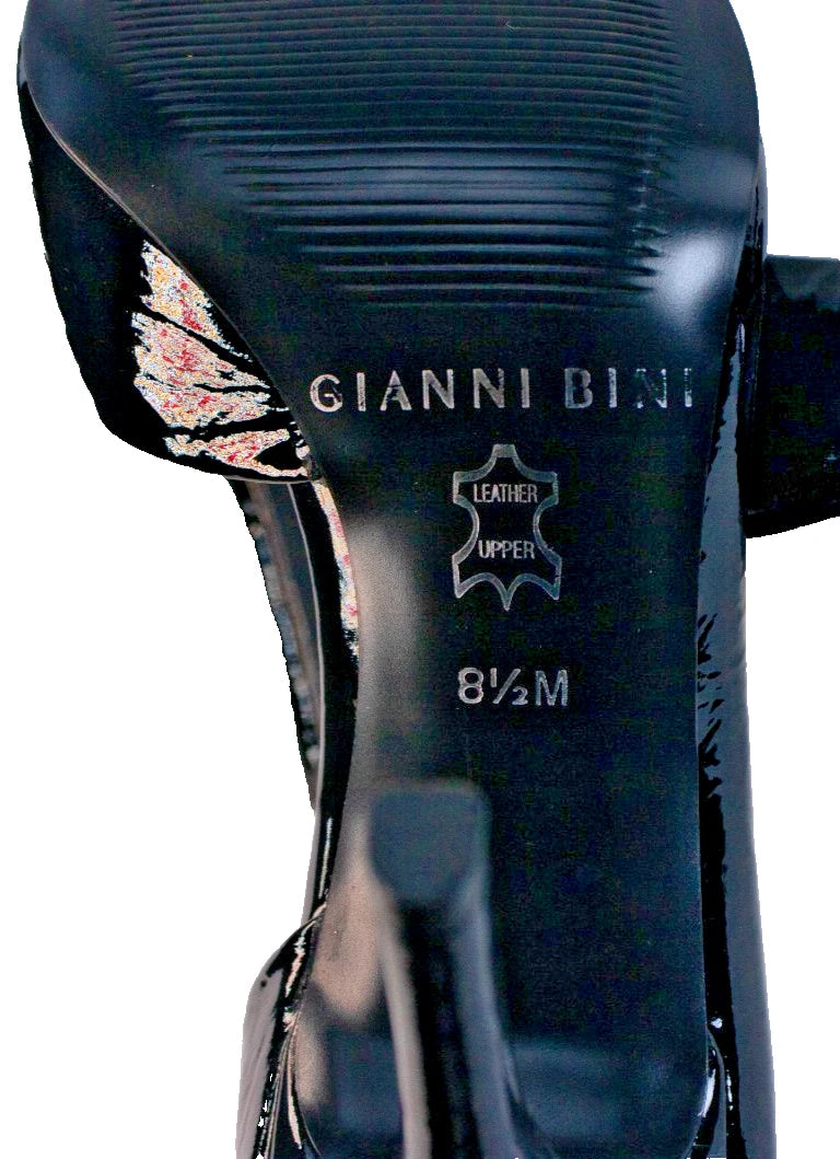 π₯ GIANNI BINI Black Patent Leather Peep-Toe Heels | Size 8.5M | Stiletto