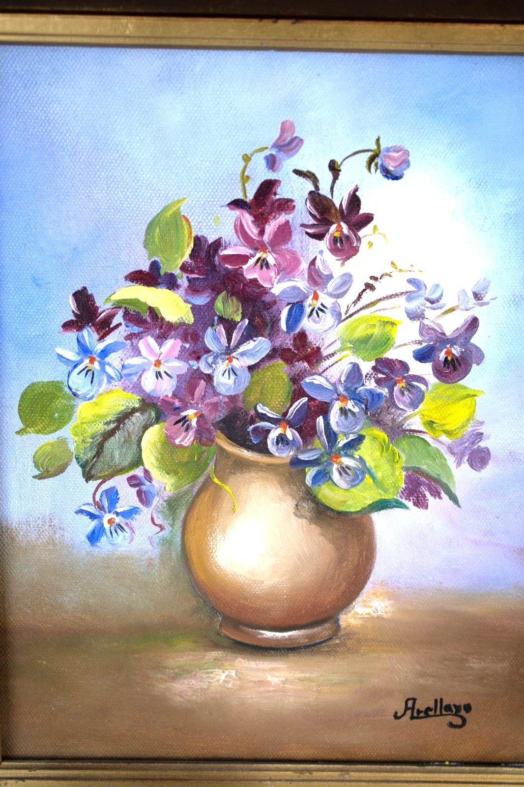 Vintage Floral Still Life by Arellano | Original Oil Painting