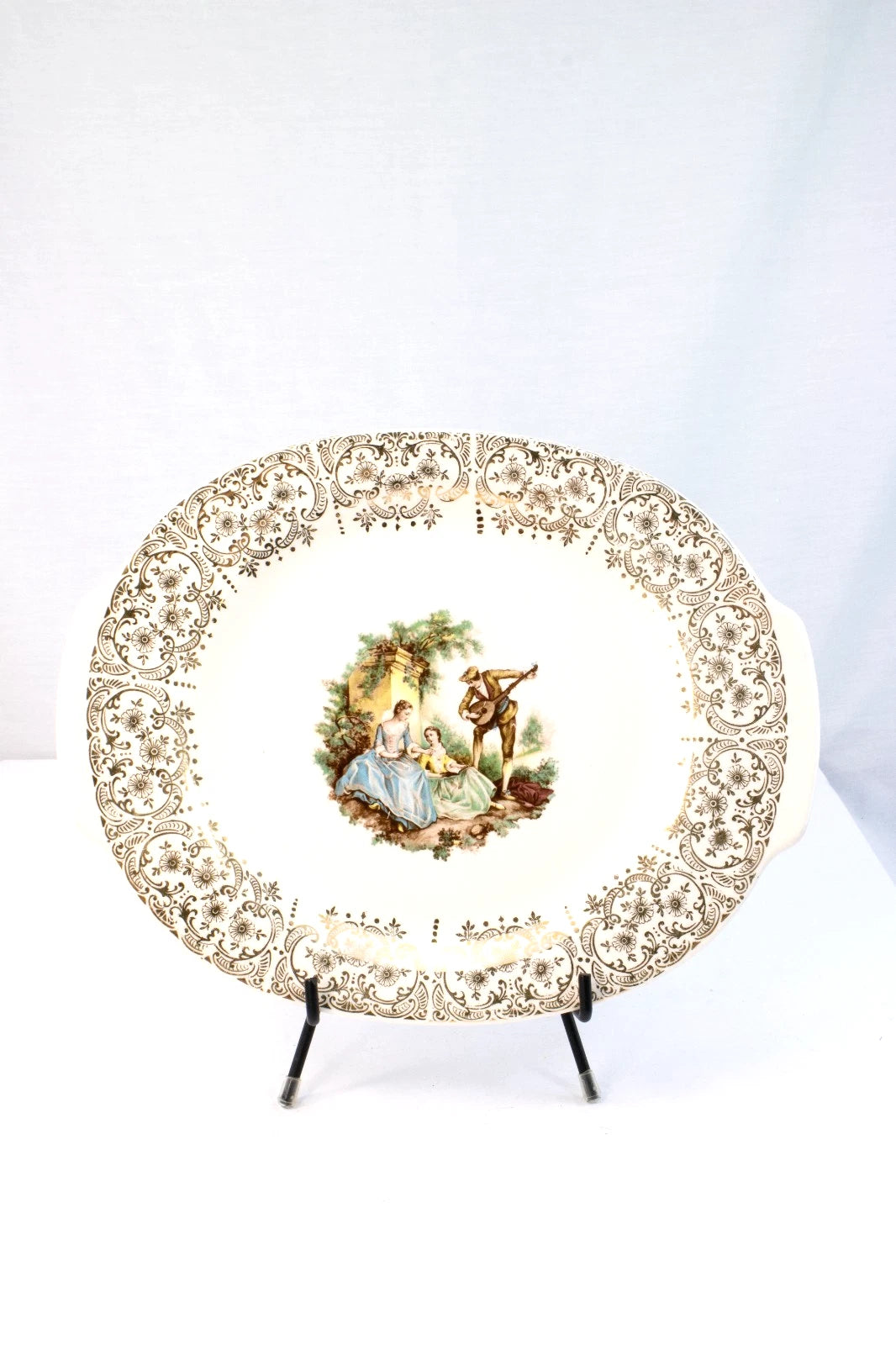 Vintage American Limoges “Triumph” China D’Or 22K Gold Platter – Courting Scene