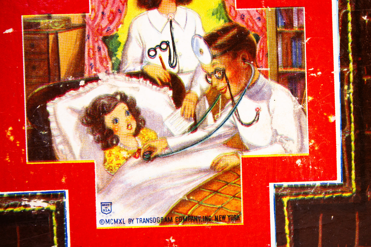 1940 Little Country Doctor Kit - Transogram Toy Medical Set USA Pretend Play