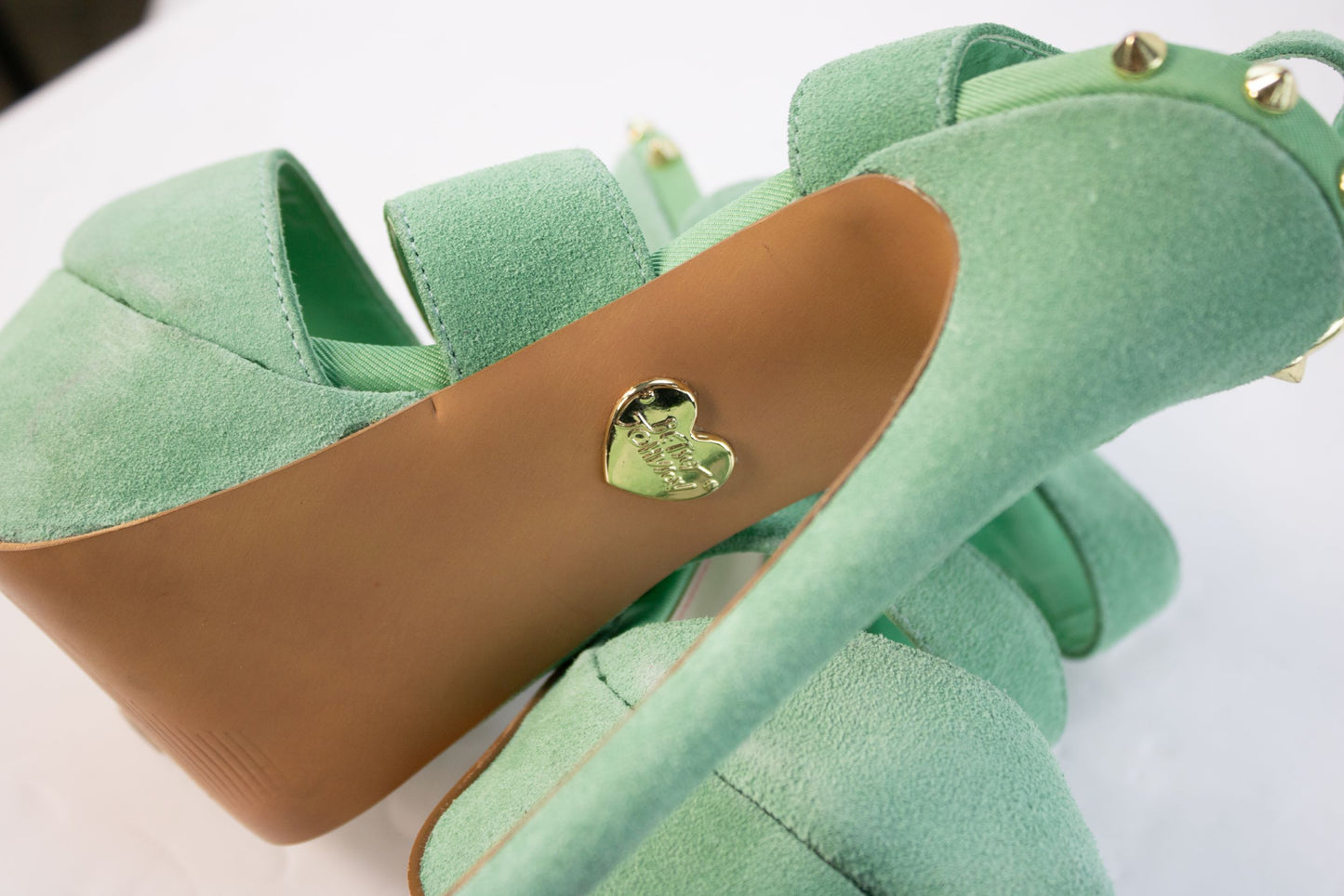 Betsey Johnson Endall Mint Green Platform Heels Womens 8.5 Suede Stiletto
