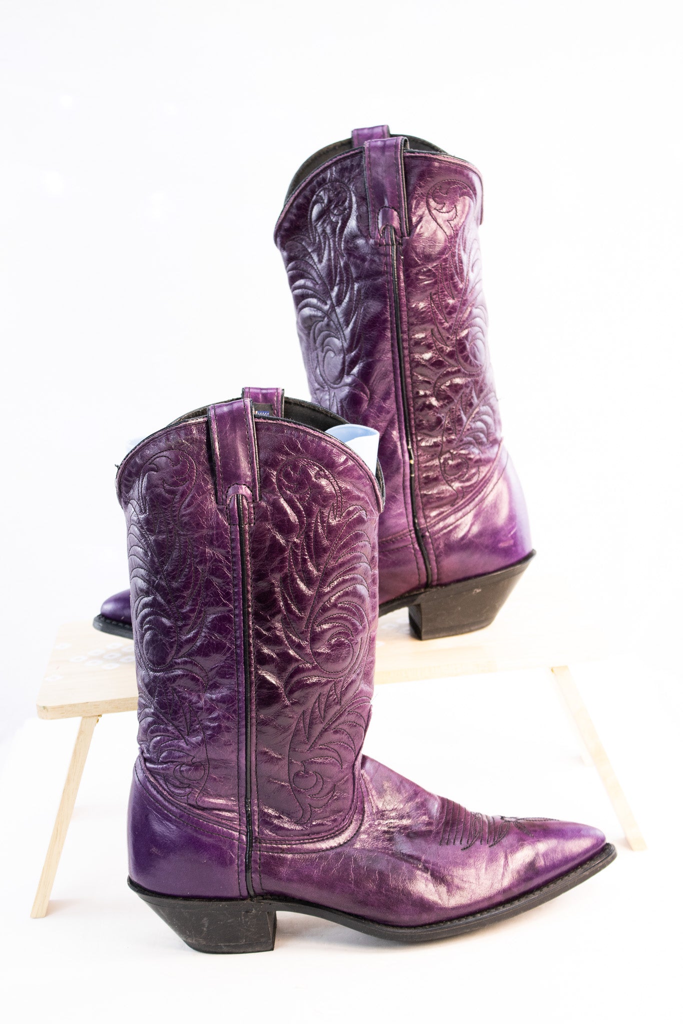 Vintage Purple Western Boots – Women’s 8.5 | Leather Cowgirl Boots