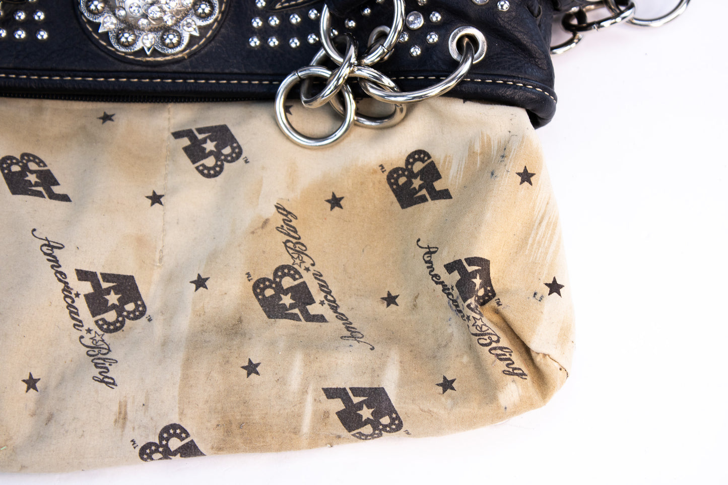 American Bling Black Western Conceal Carry Purse with Rhinestone Concho