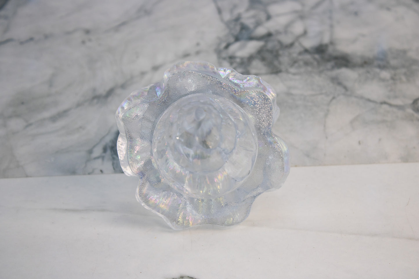 Vintage Iridescent Glass Christmas Tree Small Clear Carnival Style