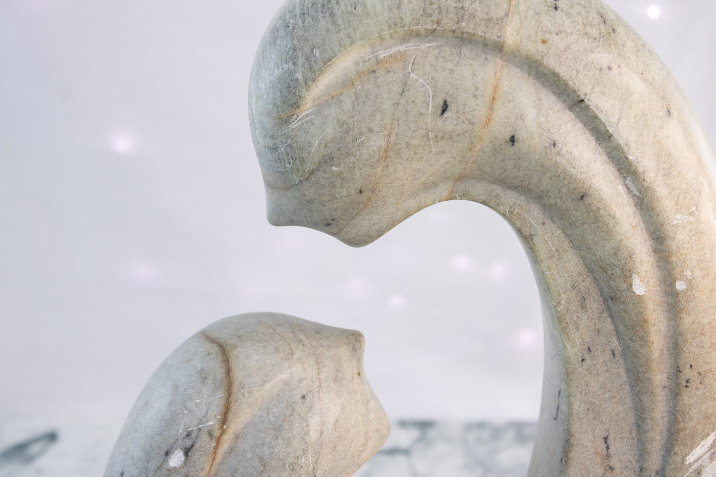 Abstract Marble Sculpture | Mother & Child Form | Mid-Century Modern Stone Art