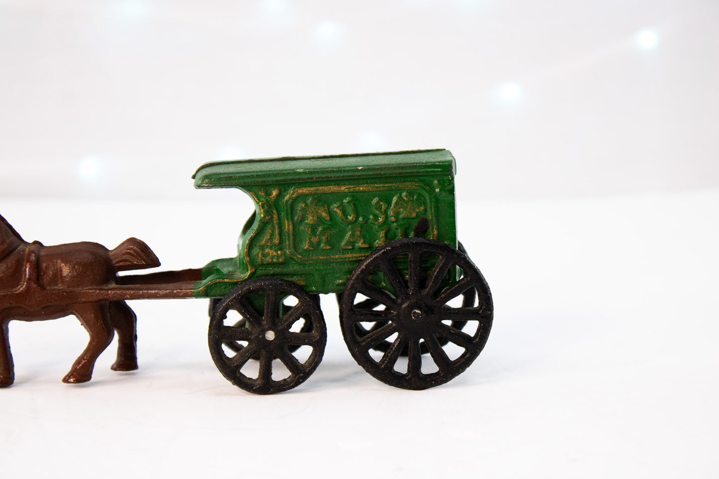 Vintage Cast Iron Horse Drawn Ale Wagon Green Beer Delivery Toy