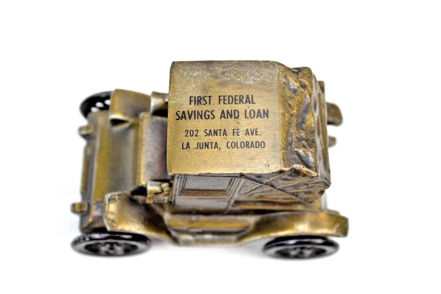 Vintage Die-Cast Coin Bank Cars Lot (4) – 1980s First Fed Promo Metal Vehicles