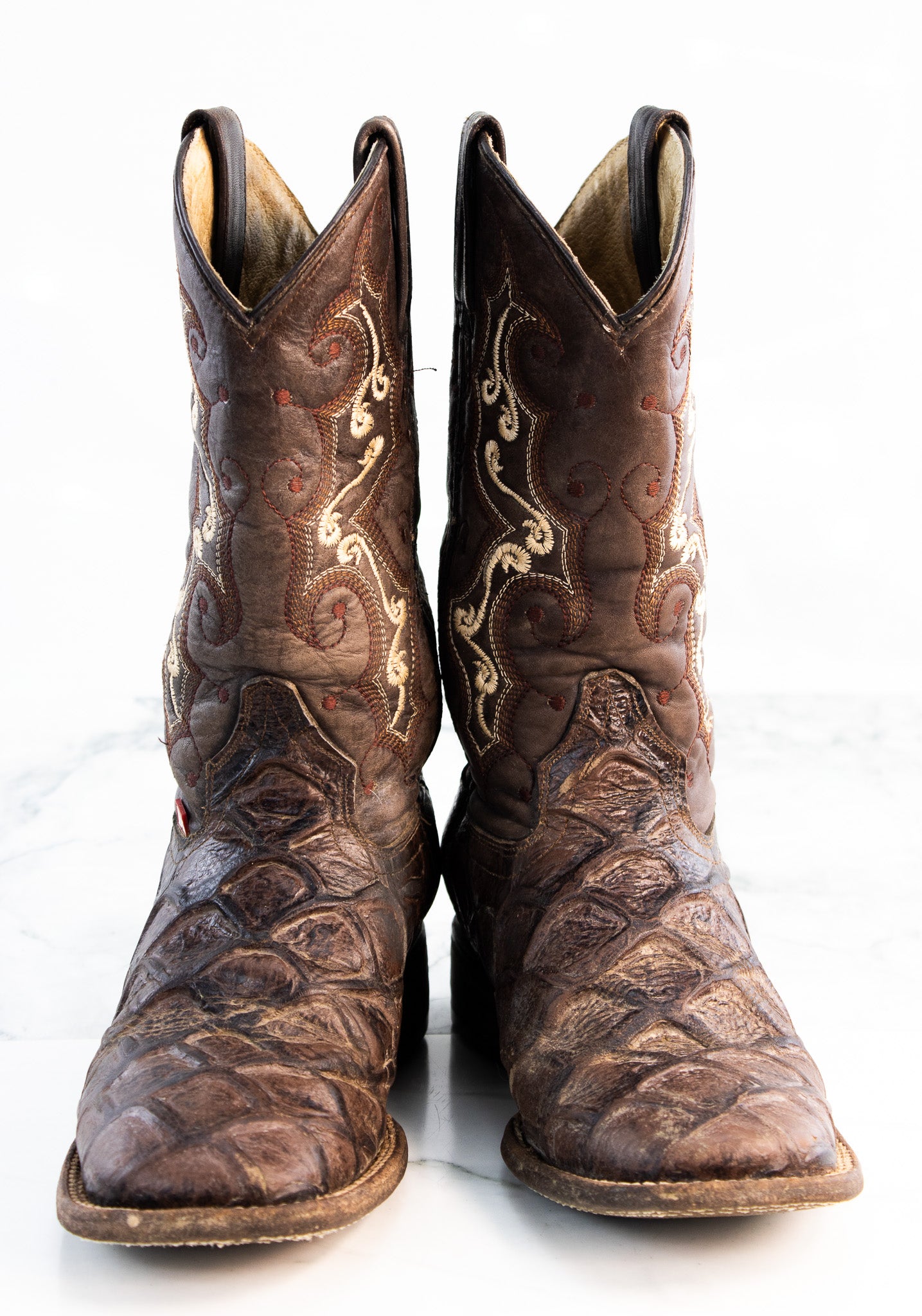 Big Bull Kids Cowboy Boots Brown Embroidered Western Youth 6.5B