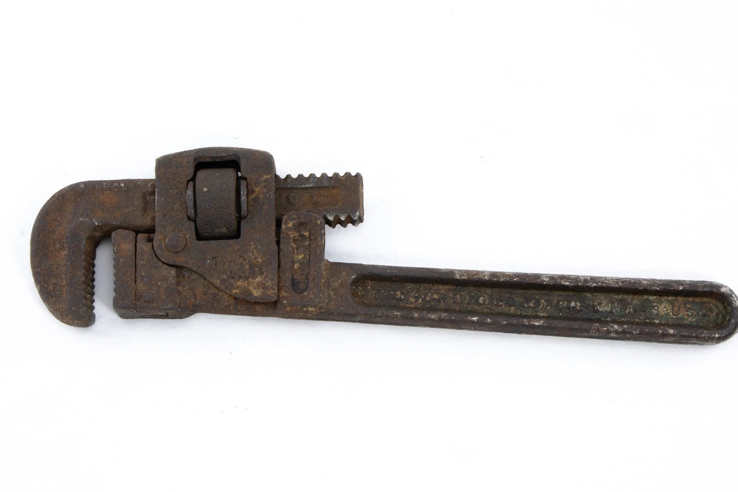 Vintage Hargrave 6" C Clamp & Trimo 10" Pipe Wrench USA Iron Tool Set Rust Patin