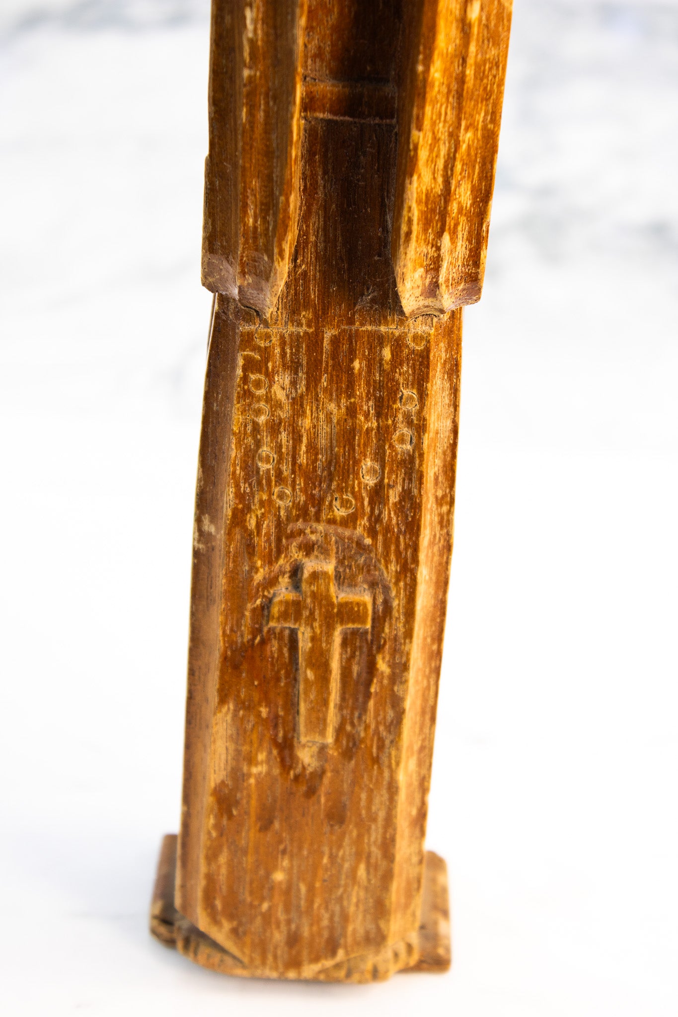 Hand-Carved Wooden Monk Sculpture | Primitive Religious Folk Art Figure