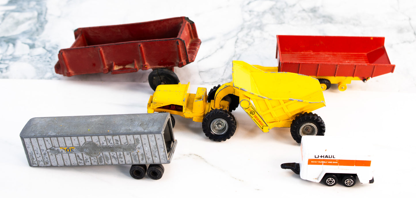 Die Cast Truck Lot Arcade Dump Truck Matchbox Lesney Trailer