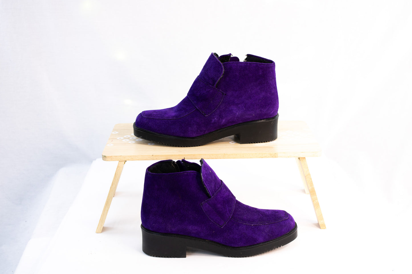 Purple Suede Hush Puppies Ankle Boots Womens Size 8.5 Retro Comfort Shoes