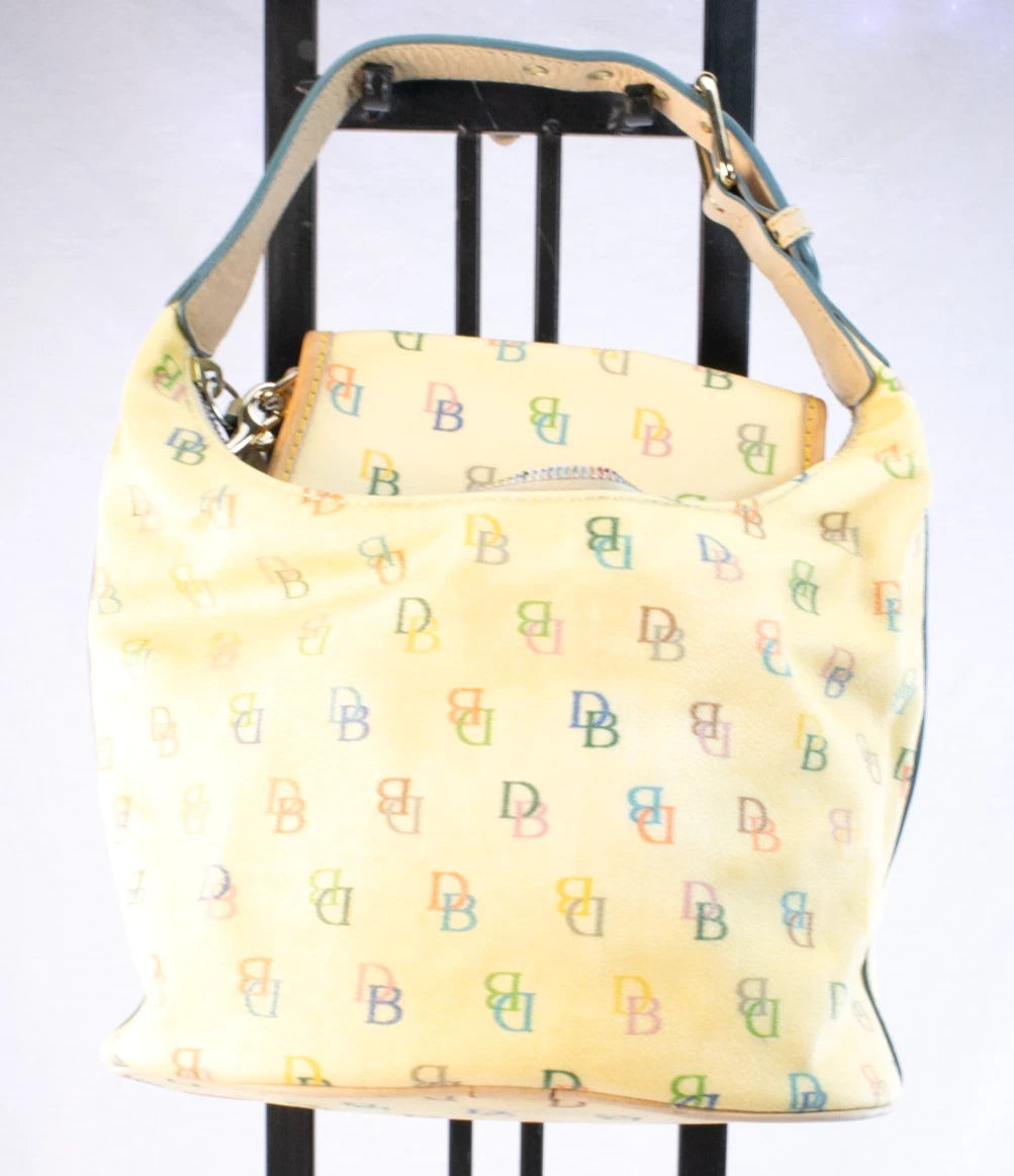 Dooney & Bourke Yellow Rainbow “DB” Shoulder Bag + Wristlet Set