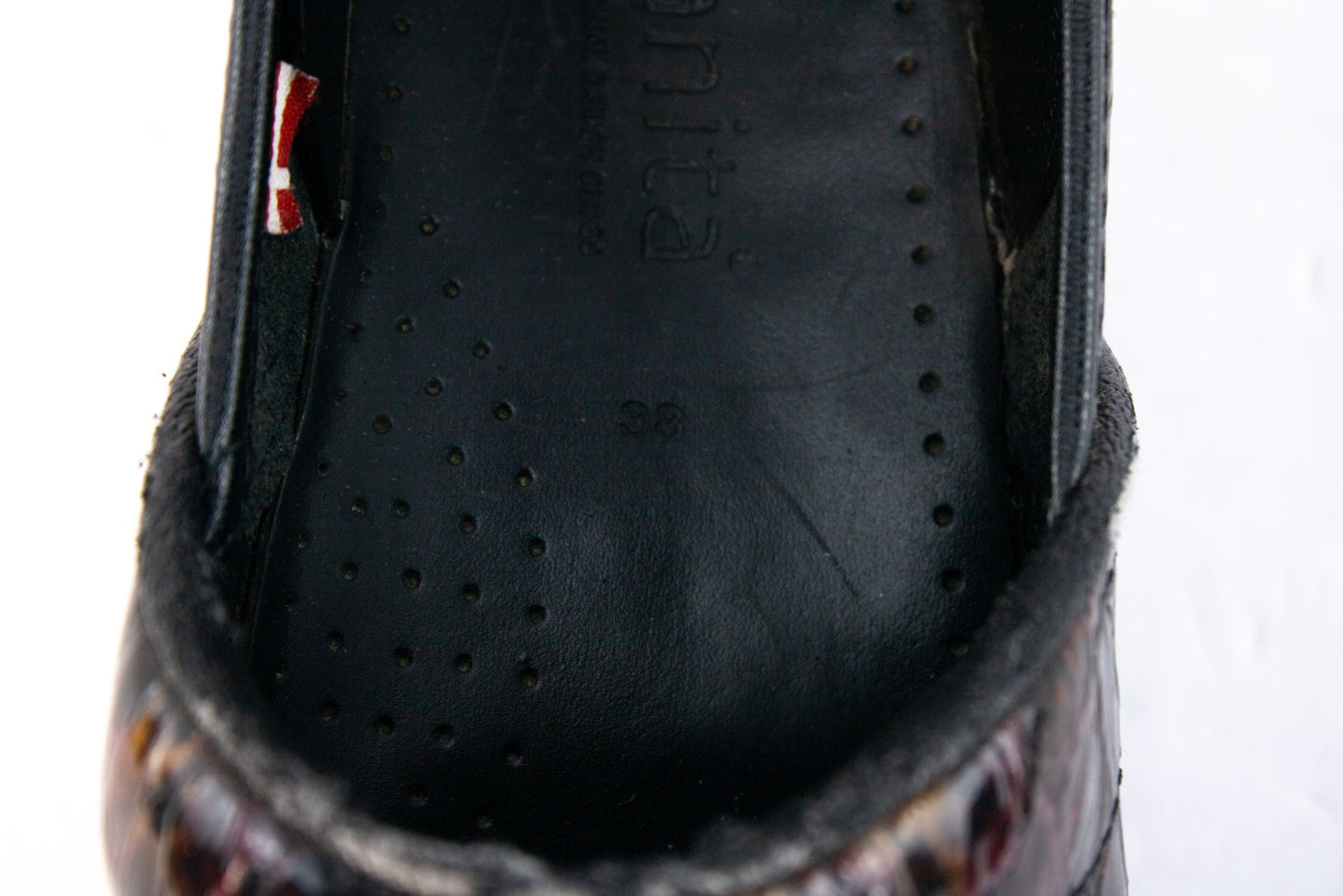 Sanita Danish Clogs EU 38 US 7–7.5 Croc Embossed Leather Slip-On Shoes