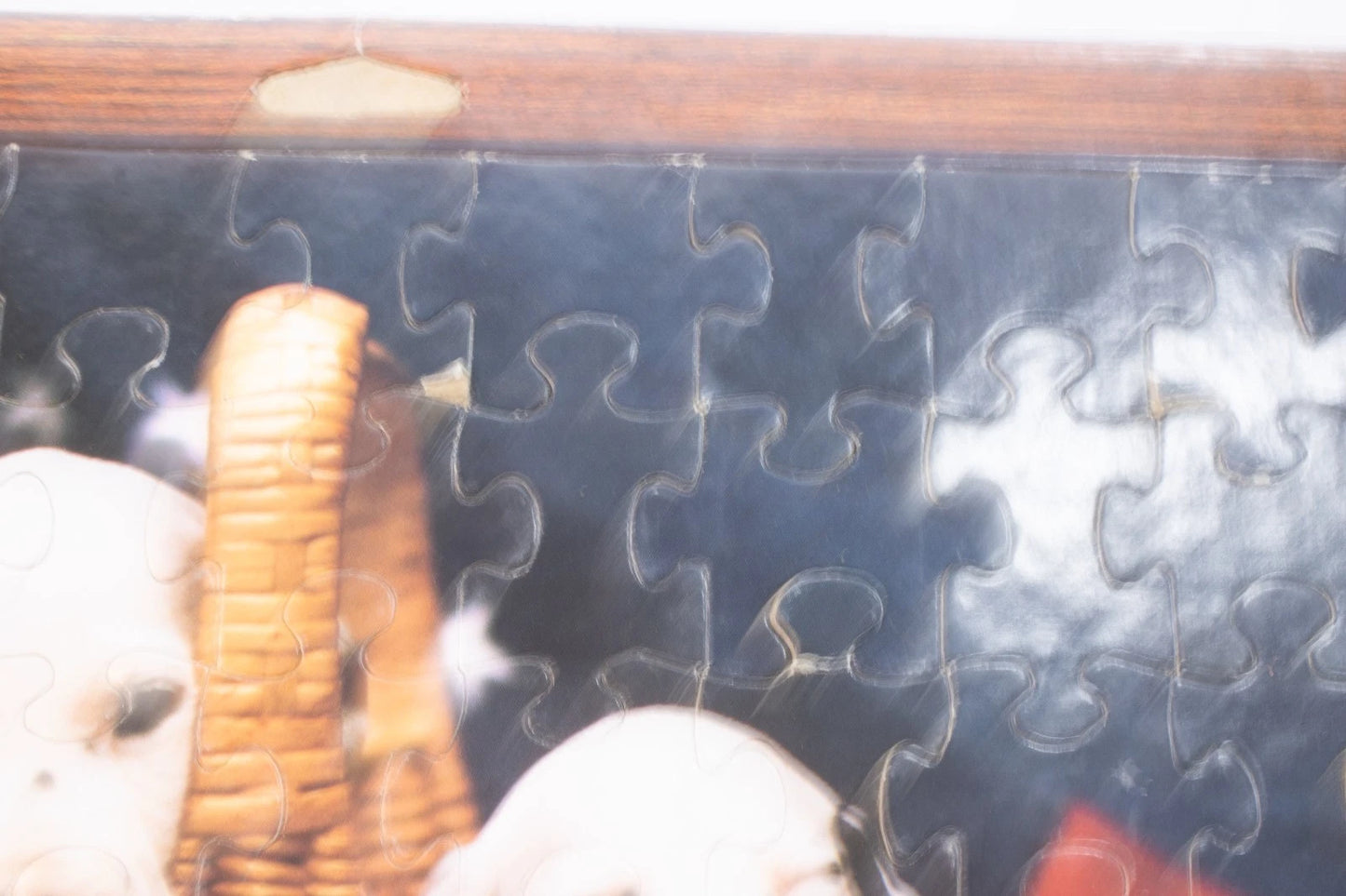 “Puppy Love & Patriotism” — 1980s PATCH PRODUCTS Wall Puzzle — Framed Americana