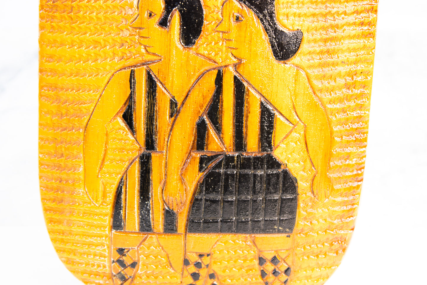 Gemini Zodiac Wood Carving, Jamaica Straw Market Folk Art 1982