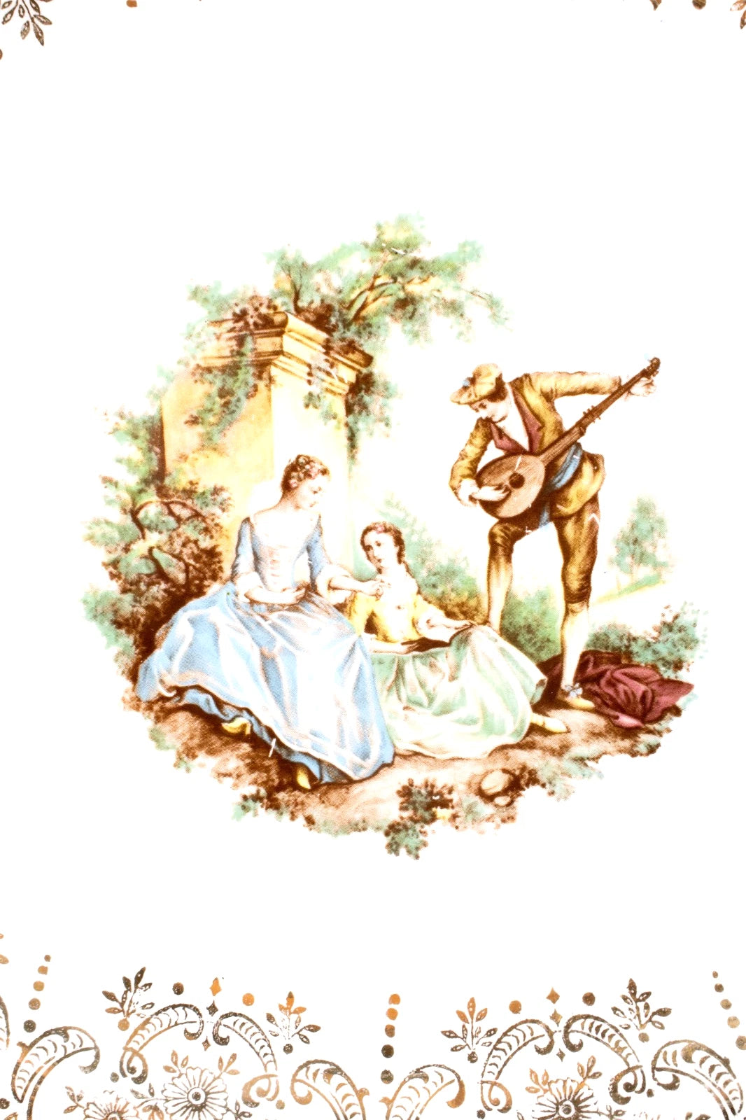 Vintage American Limoges “Triumph” China D’Or 22K Gold Platter – Courting Scene