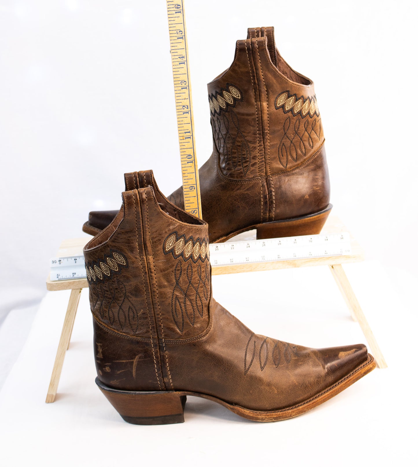 Justin Western Ankle Boots Women’s Size 8 Brown Leather Cowboy Short Boots