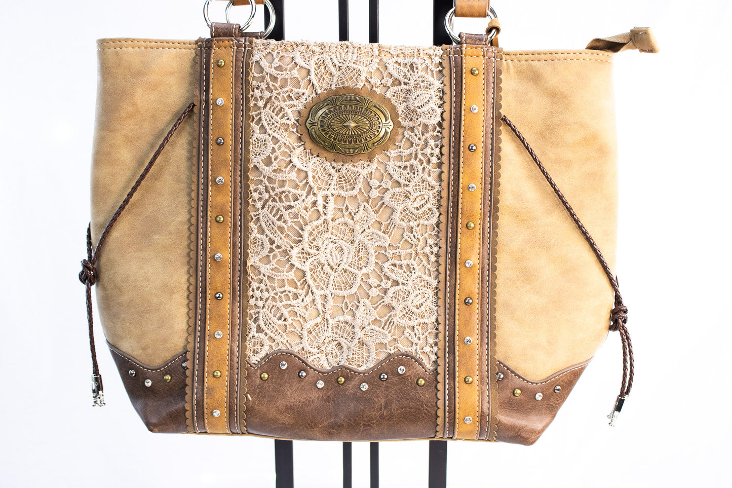 Trinity Ranch Cowhide Concealed Carry Tote | Western Studded Leather Handbag