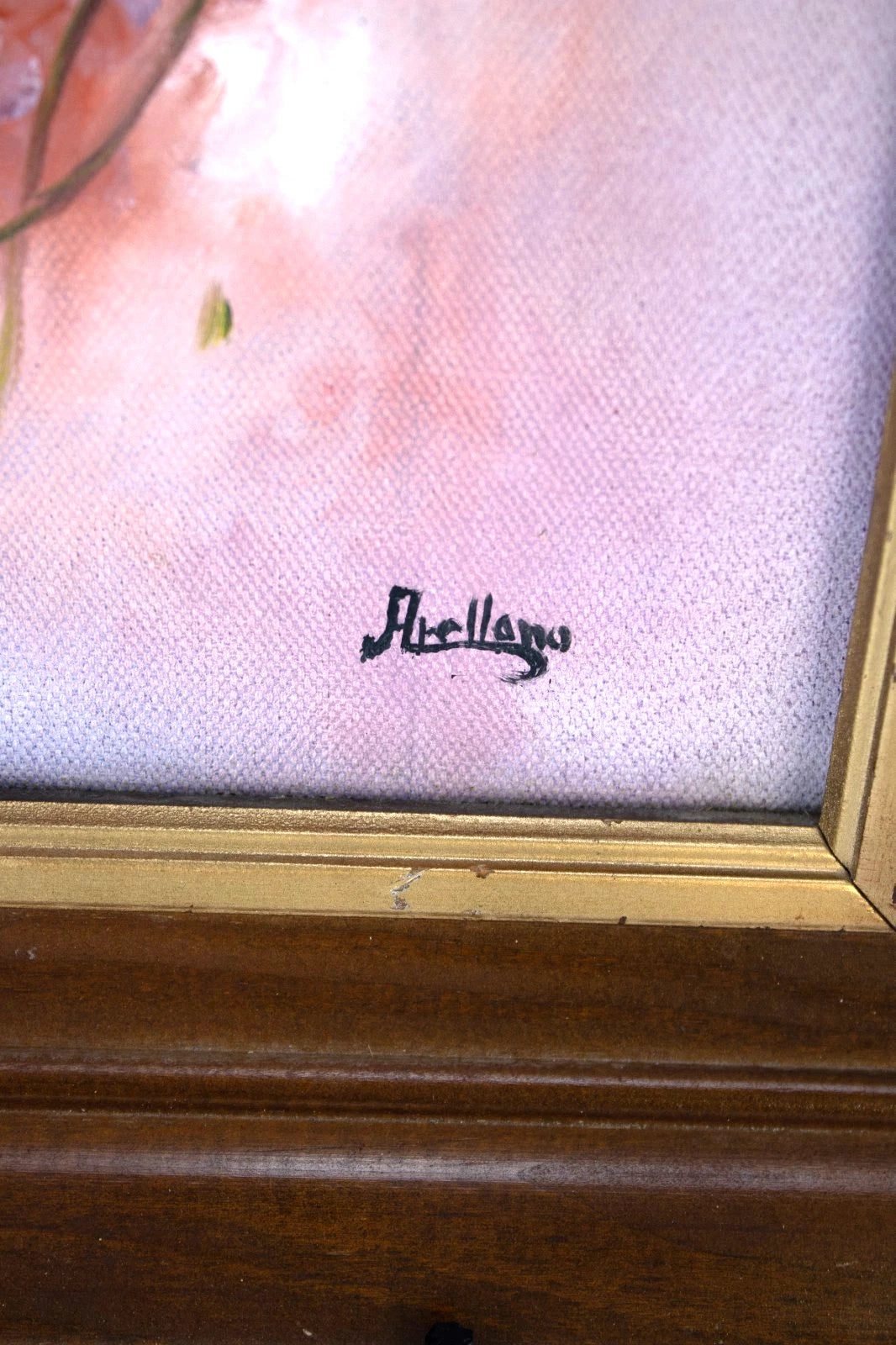 Vintage Floral Still Life by Arellano | Pink & Violet Violets Oil Painting