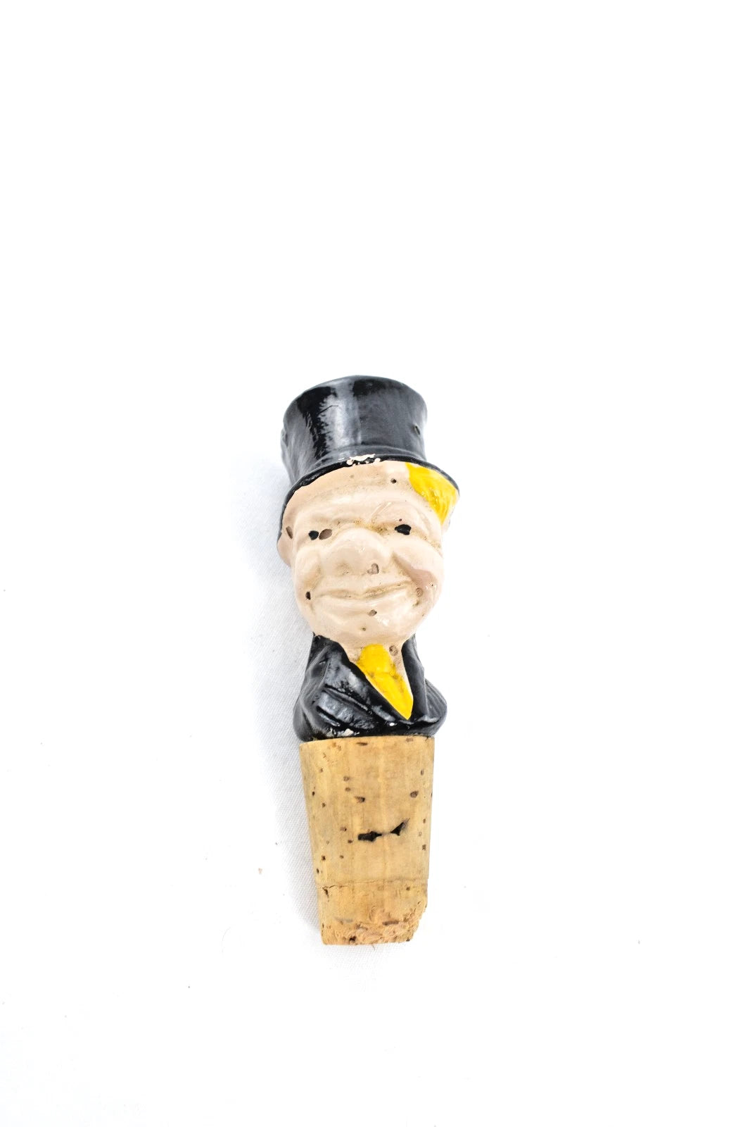 🧢 Vintage Figural Bottle Stoppers – Laurel & Hardy + W.C. Fields – Wood Bar