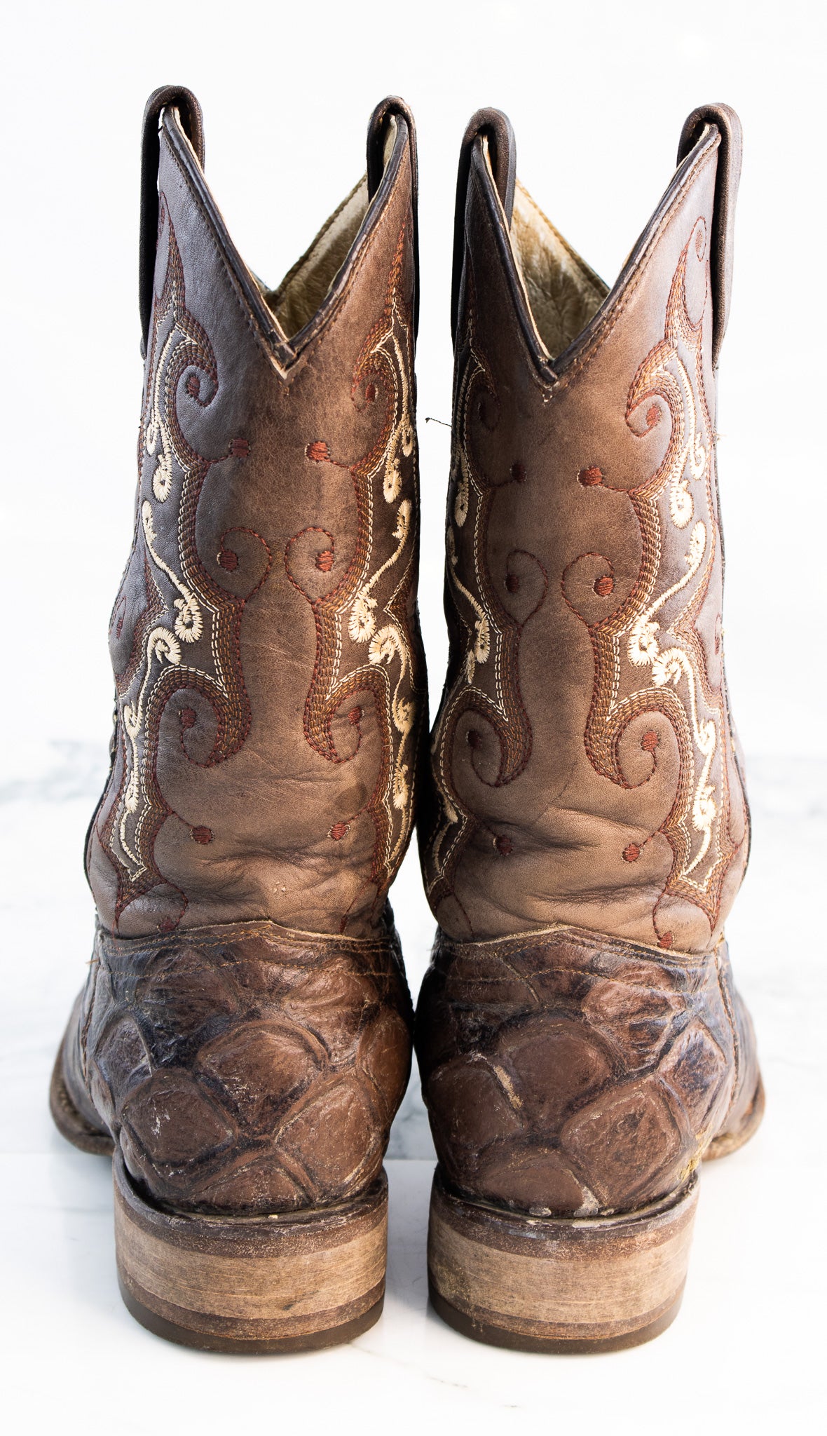 Big Bull Kids Cowboy Boots Brown Embroidered Western Youth 6.5B