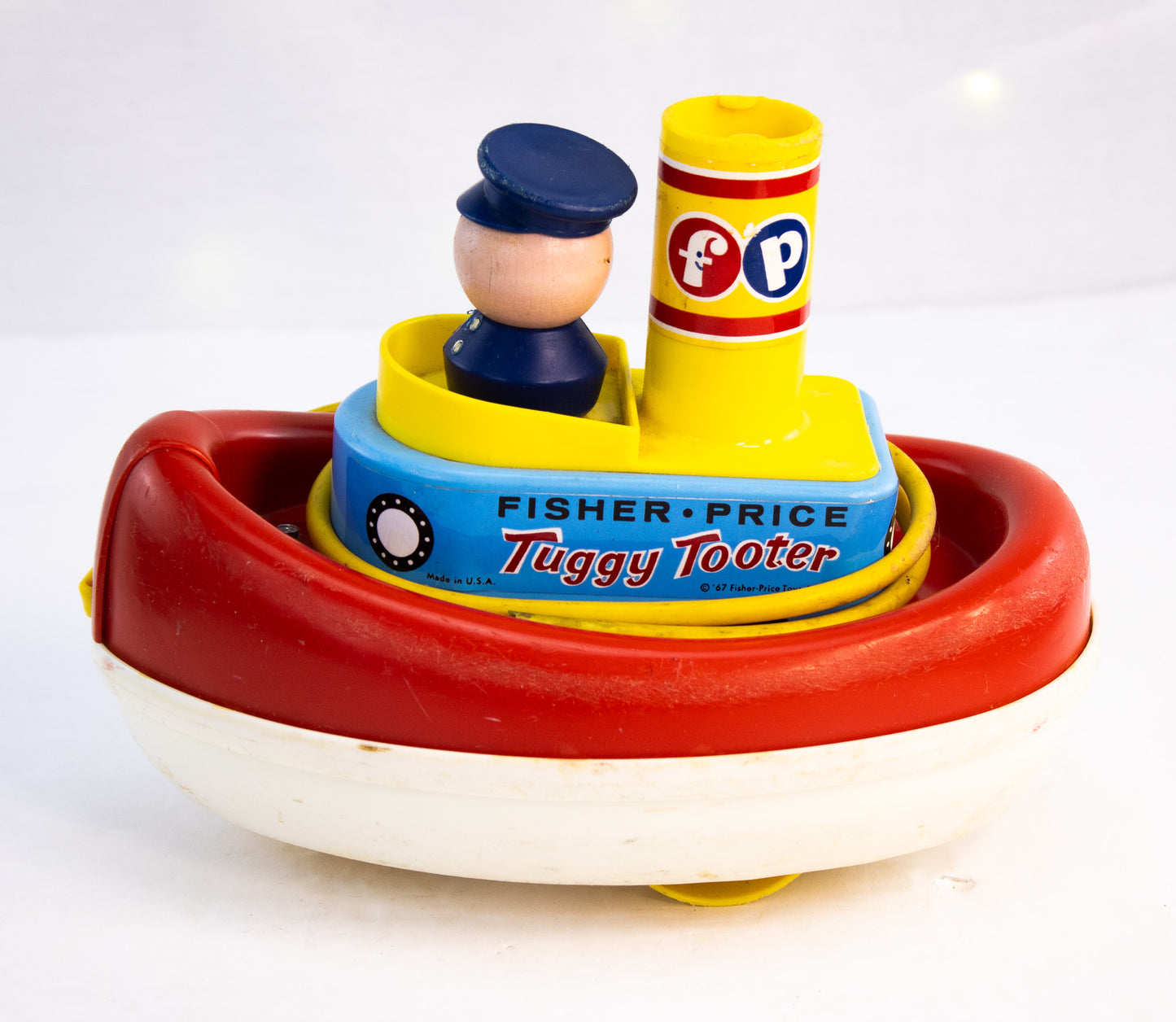 Vintage 1967 Fisher-Price #139 Tuggy Tooter Pull Toy | Retro Preschool Boat