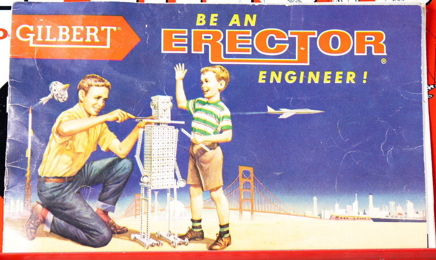 Vintage Gilbert Erector Set No. 10041 Power Model w Motor Tin Case