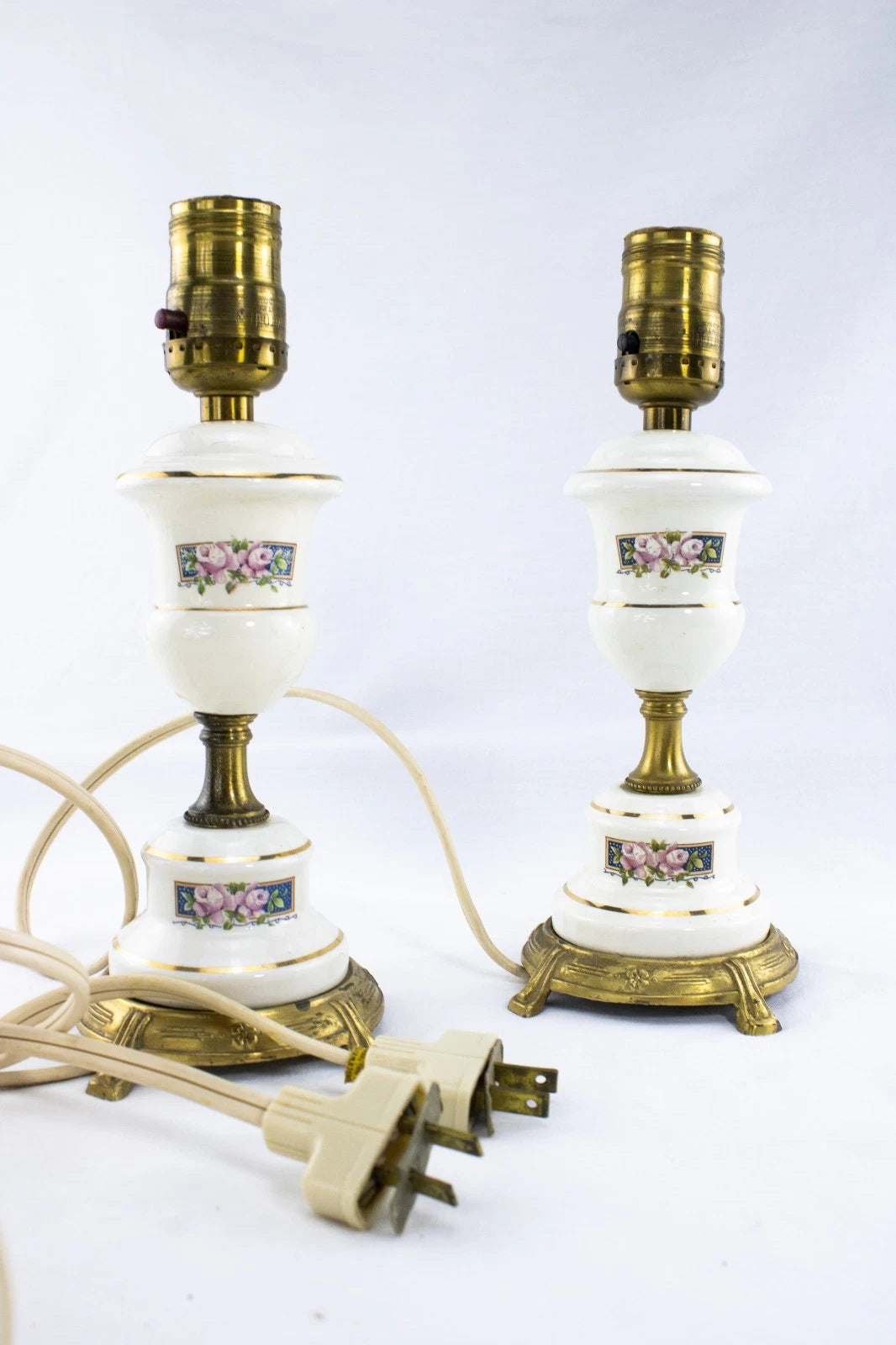 Vintage Hobnail Glass Hurricane Lamps – Pair | Working Electric Table Lamps