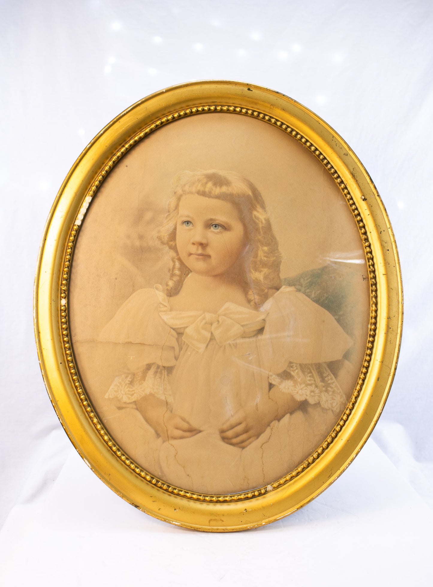 Antique Oval Child Portrait | Gilded Frame | Victorian Era Wall Art