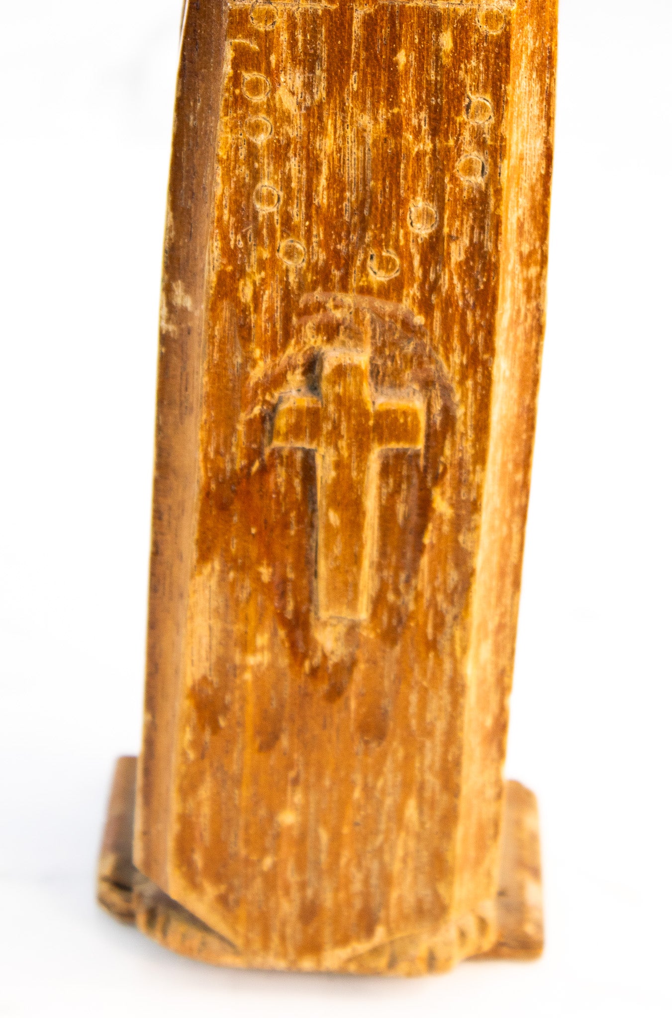 Hand-Carved Wooden Monk Sculpture | Primitive Religious Folk Art Figure