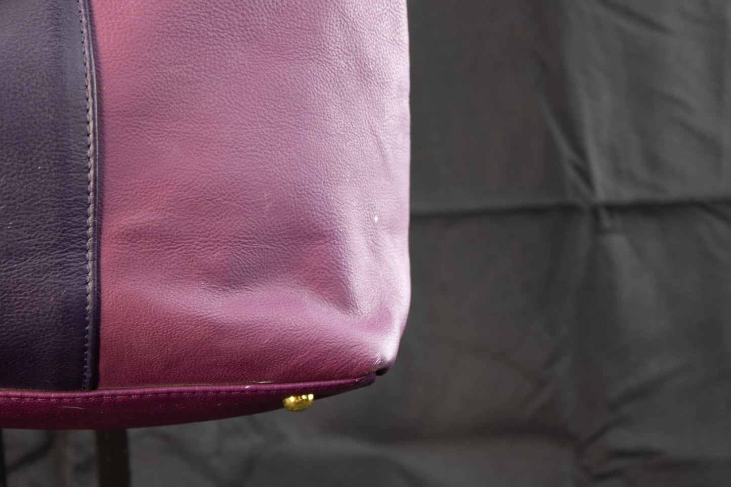 💜 JM New York Two-Tone Pebbled Leather Satchel – Plum & Navy Elegance