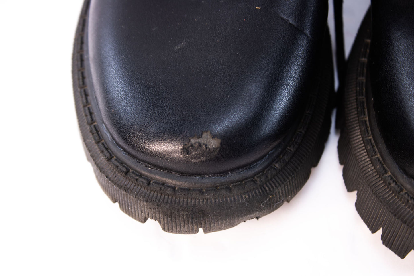 Black Leather Combat Boots Womens EU 38 US 7 Lace Up Lug Sole Zipper