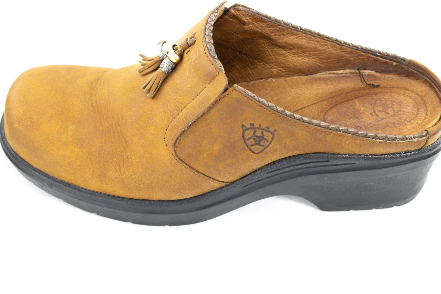 Ariat Leather Mule Clogs | Women's Size 10B | Brown Western Slip-Ons with Tassel