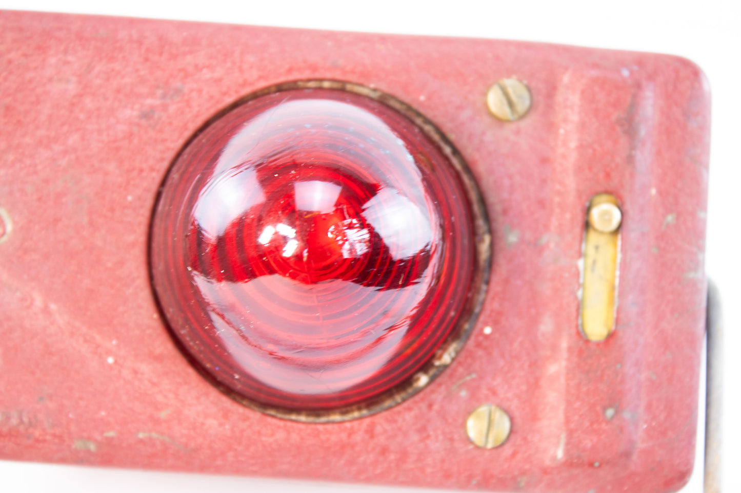 Vintage Red Industrial Warning Light – Metal Signal Beacon with Glass Lens Description