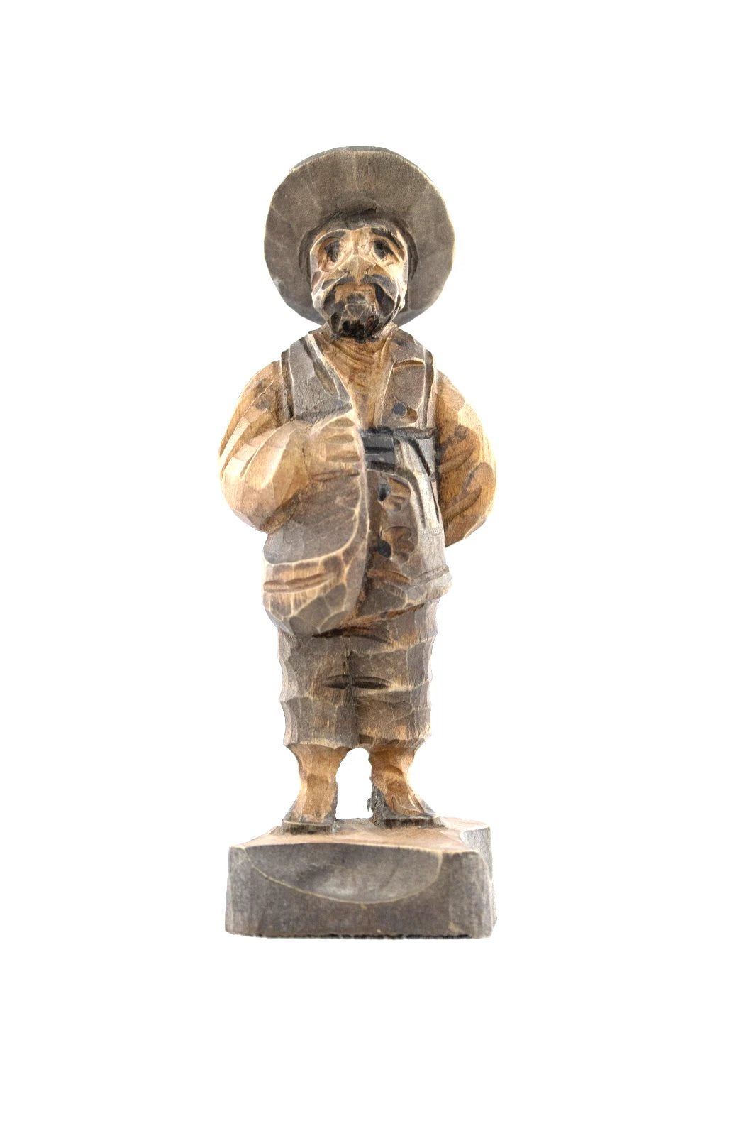 Vintage 1973 Hand Carved Wood Man Figurine | Rustic Folk Art Sculpture