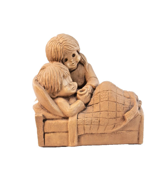 🌼 Vintage Fanny Kins “Gettin’ All Better” Figurine – 1970s Resin Child in Bed