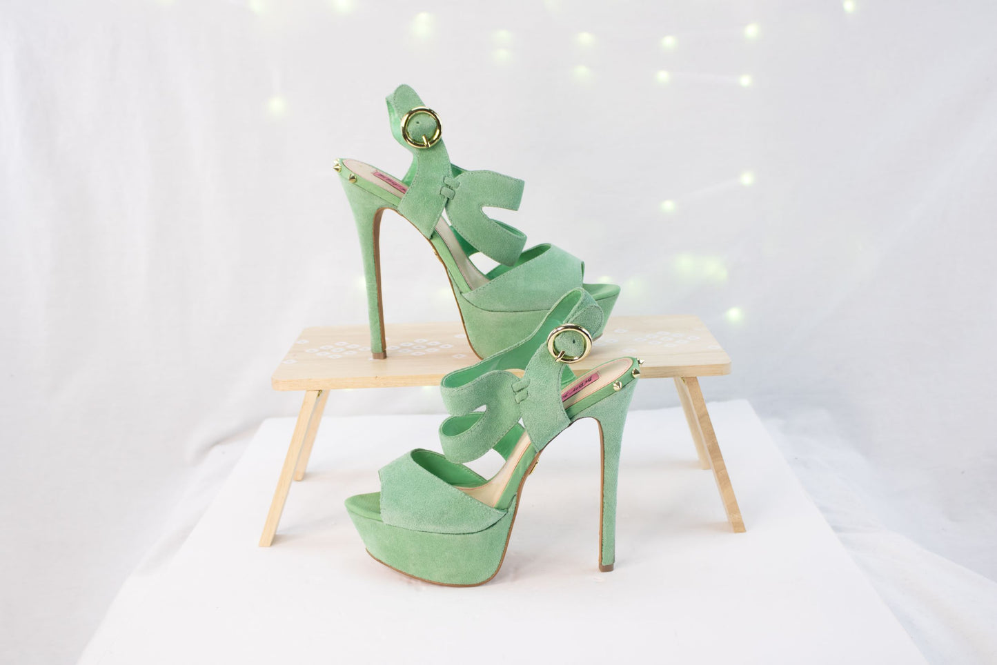 Betsey Johnson Endall Mint Green Platform Heels Womens 8.5 Suede Stiletto