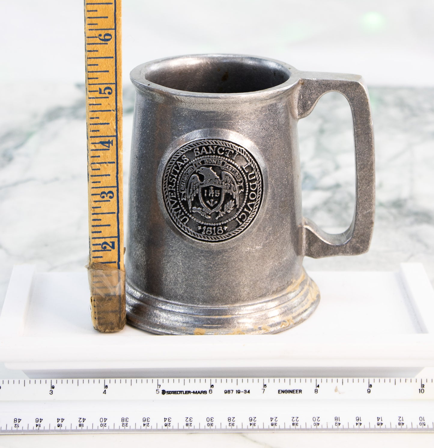 VINTAGE PEWTER TANKARD – UNIVERSITY OF SAN FRANCISCO SEAL – 1981 AWARD MUG