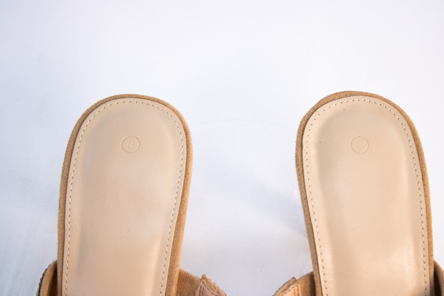 Rhinestone Mule Heels Camel Suede Women’s Size 8 Dress Sandals