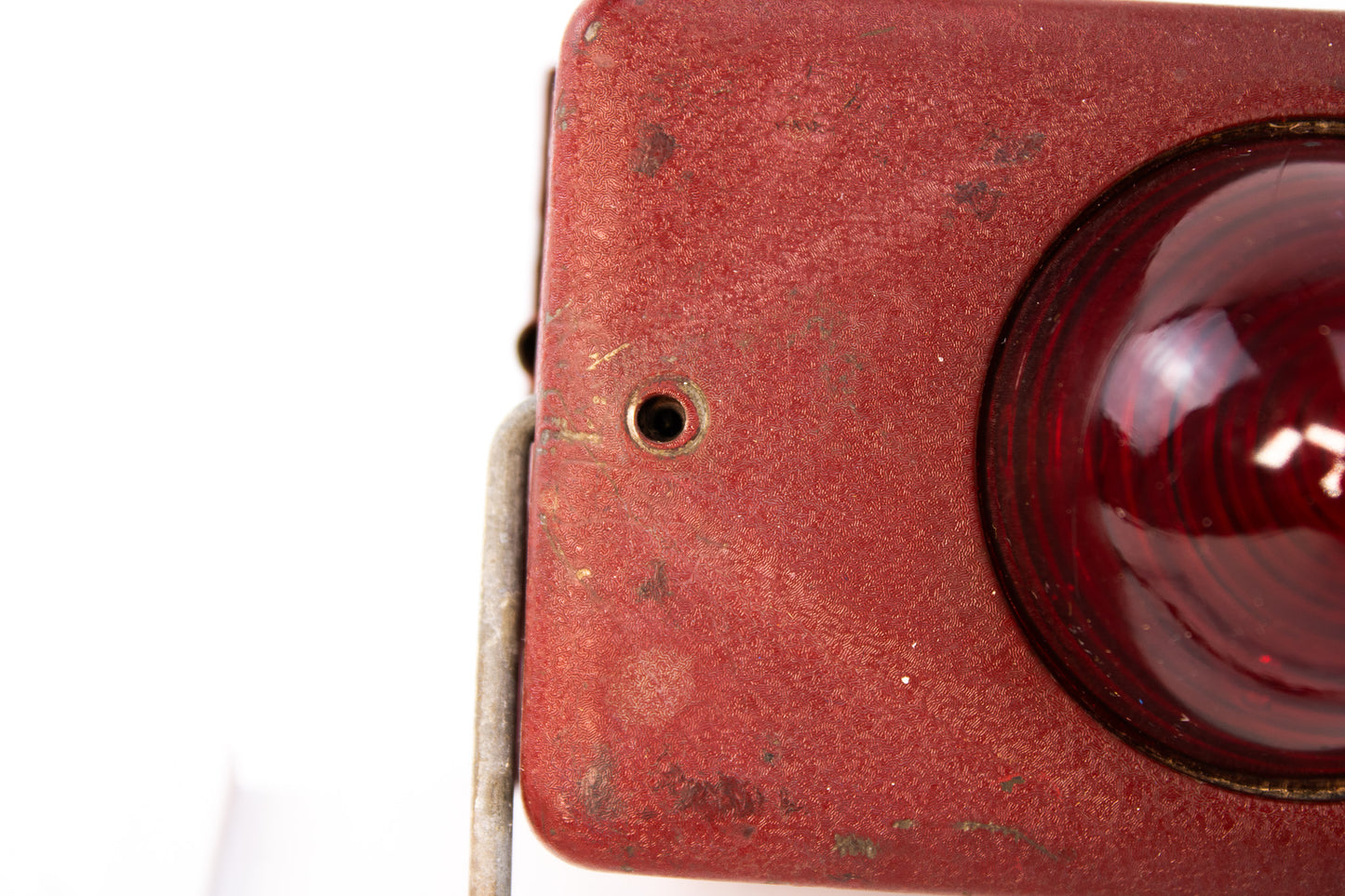 Vintage Red Industrial Warning Light – Metal Signal Beacon with Glass Lens Description