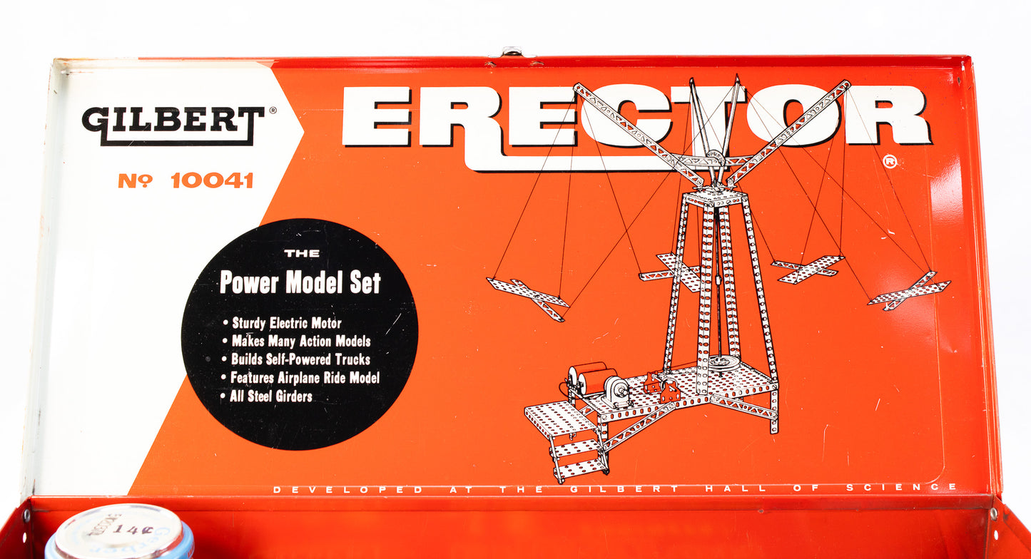 Vintage Gilbert Erector Set No. 10041 Power Model w Motor Tin Case