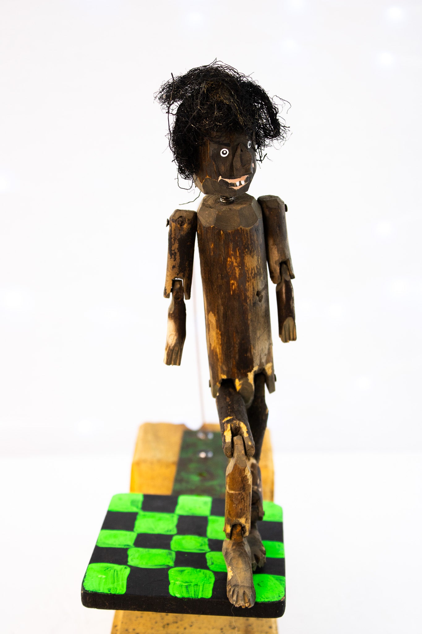 Hand Carved Wooden Kinetic Folk Art Figure | Moving Dancing Sculpture